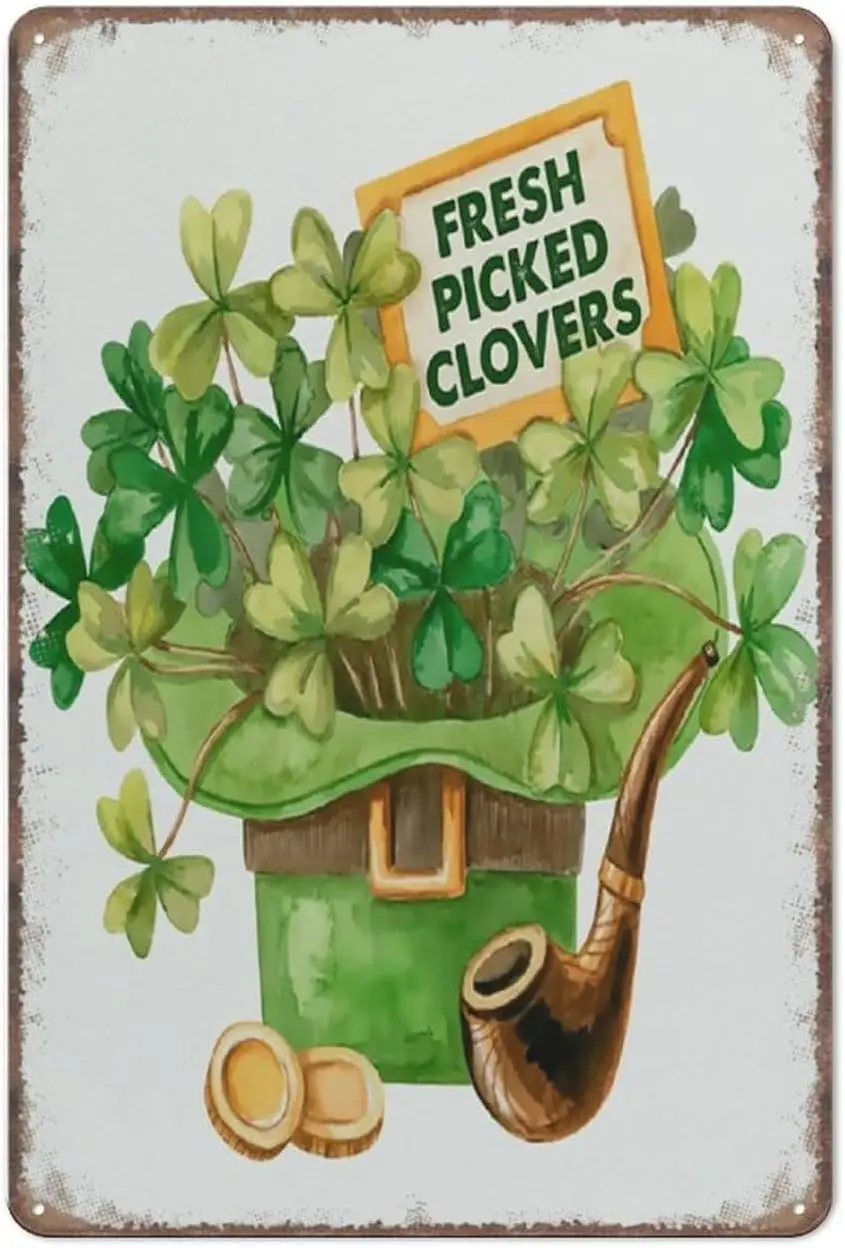 Декор ко Дню Святого Патрика - Вывеска с клеверами Знак День Забавный