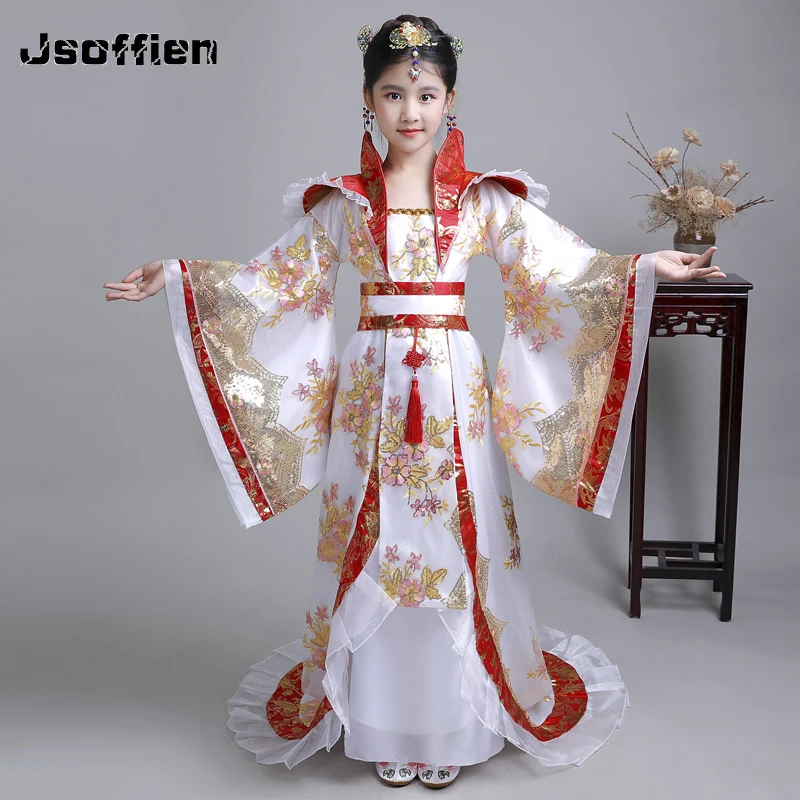 Children Chinese Tang Princess Dress Empress Wu Zetian Cosplay Dress Oriental Hanfu Costume Kids Girl School Fairy Outfit Stage