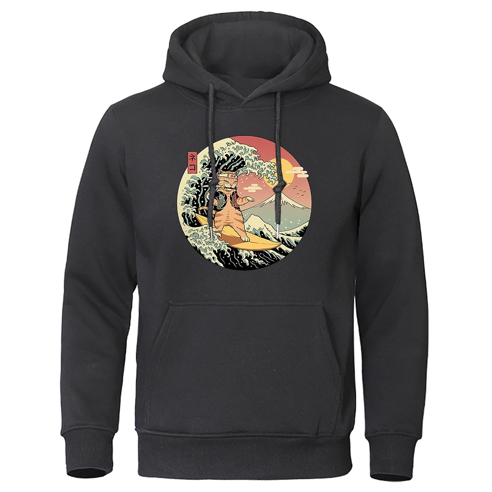 

2023 Y2K японский Харадзюку укиё-э-апельсиновый Кот одежда с принтом Мужская модная Повседневная Толстовка Осенняя теплая флисовая толстовка ...