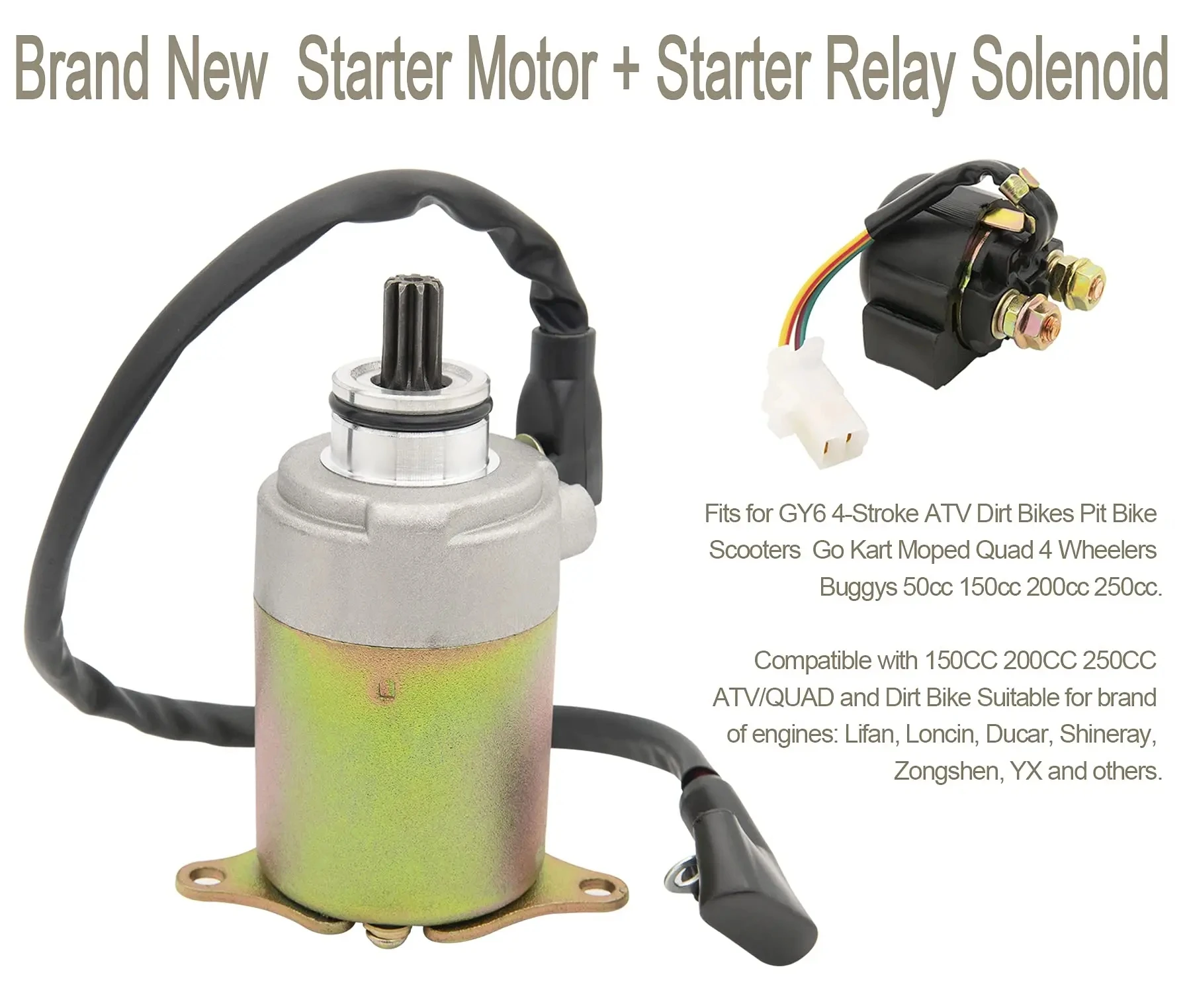 

Стартер GY6 с 9 зубьями для 4-тактного двигателя GY6 150cc 125cc 50cc 200cc 250cc, совместимый с 4 колесами, скутерами, мопедом, квадроциклом, картингом