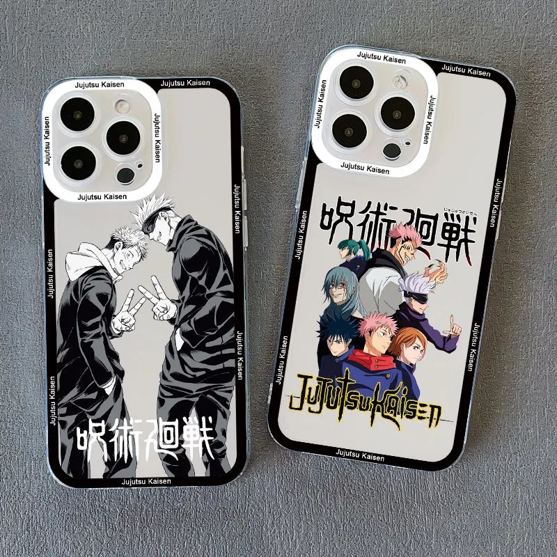 

Japan Anime Jujutsu Kaisen Phone Case for iPhone X XR XS SE2020 14 13 12 11 Pro Max 7 8 Plus Cover Funda Cartoon Transparent