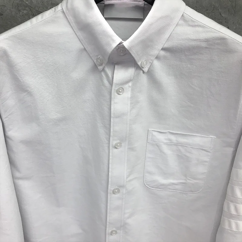TB Spring New Men's Shirt Oxford Long-sleeved White Shirt Business Casual White Four-bar Cotton White Shirt Single Breasted Suit