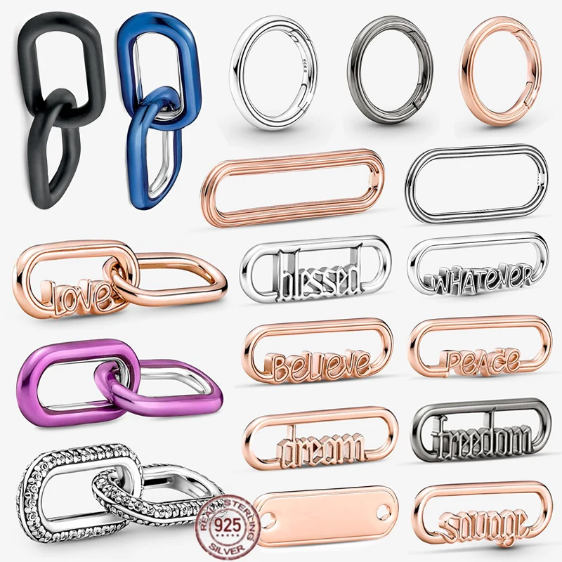 

Hot Sale 925 Sterling Silver Rose Gold Double Chain Connector Pendant fit Original Pandora Bracelet Making DIY Women's Jewelry