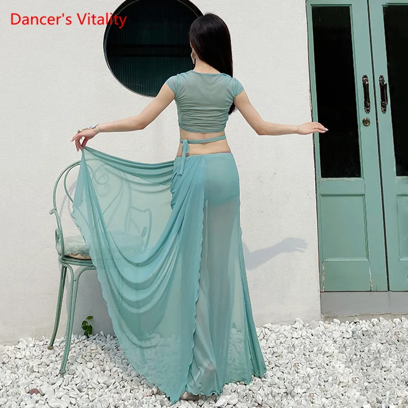 Belly Dance Summer Female Adult Temperament Top Suit Practice Clothes Oriental Dancewear Shirt Performance Skirt Women | Тематическая