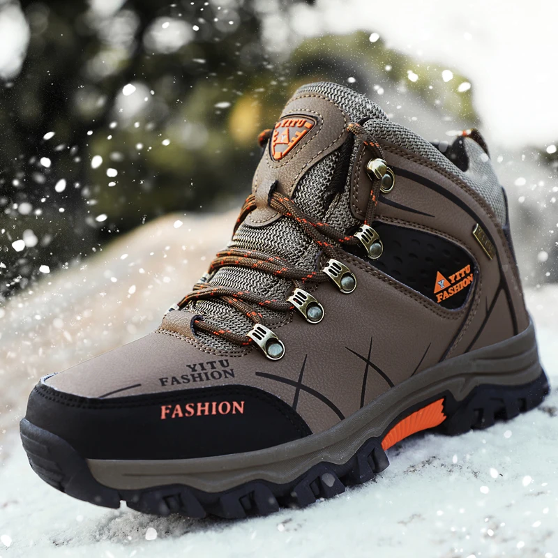 

Men's Hiking Boots Sneakers Warm Military Snow Boots Winter Leather Ankle Boots Men's Casual Shoes Outdoor Waterproof Workwear