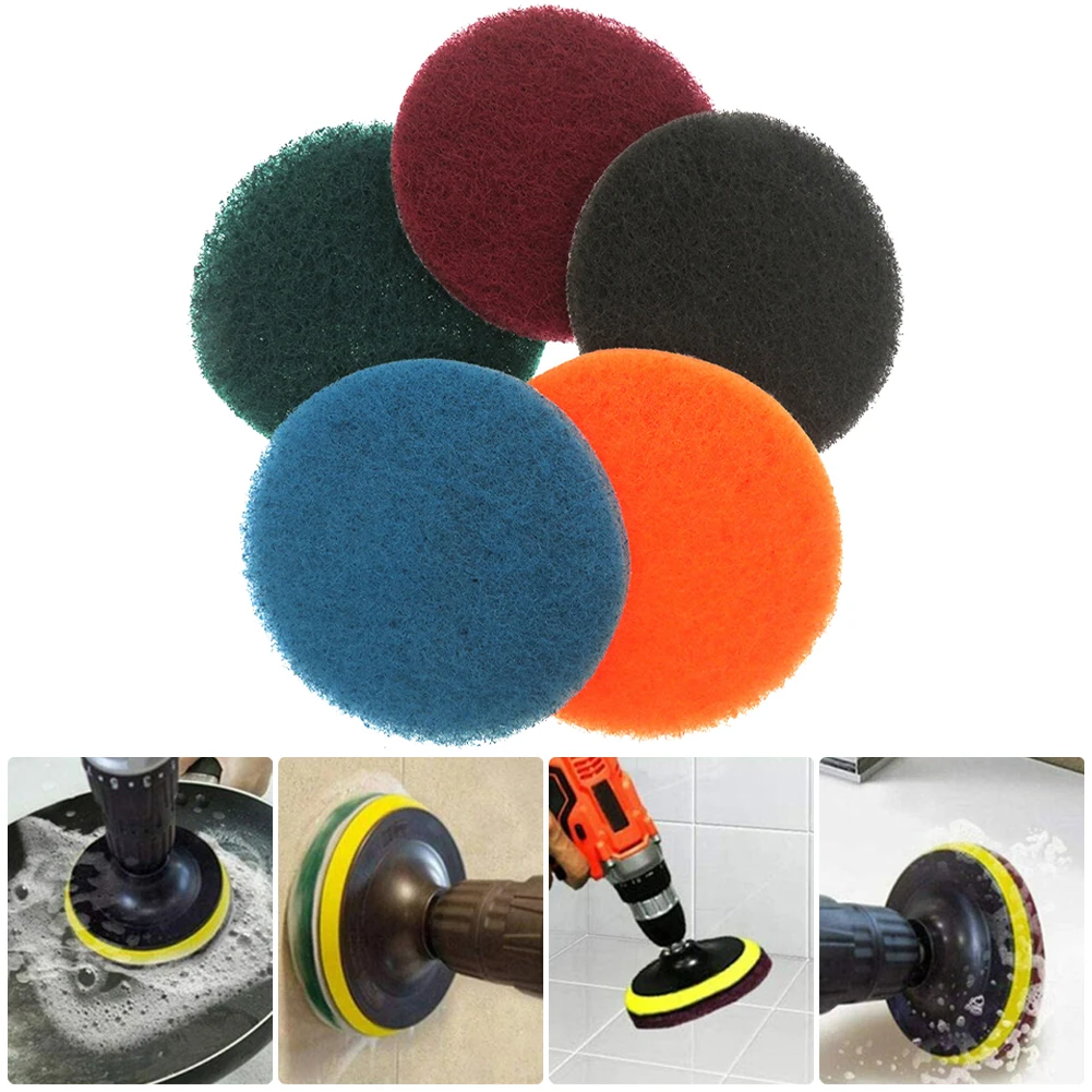 

5pcs Cleaning Cloth Scrub Pad Industrial Scouring Pads Nylon Polishing Pad 4Inch Polish Sponge Abrasive Cleaning Scrub Pad
