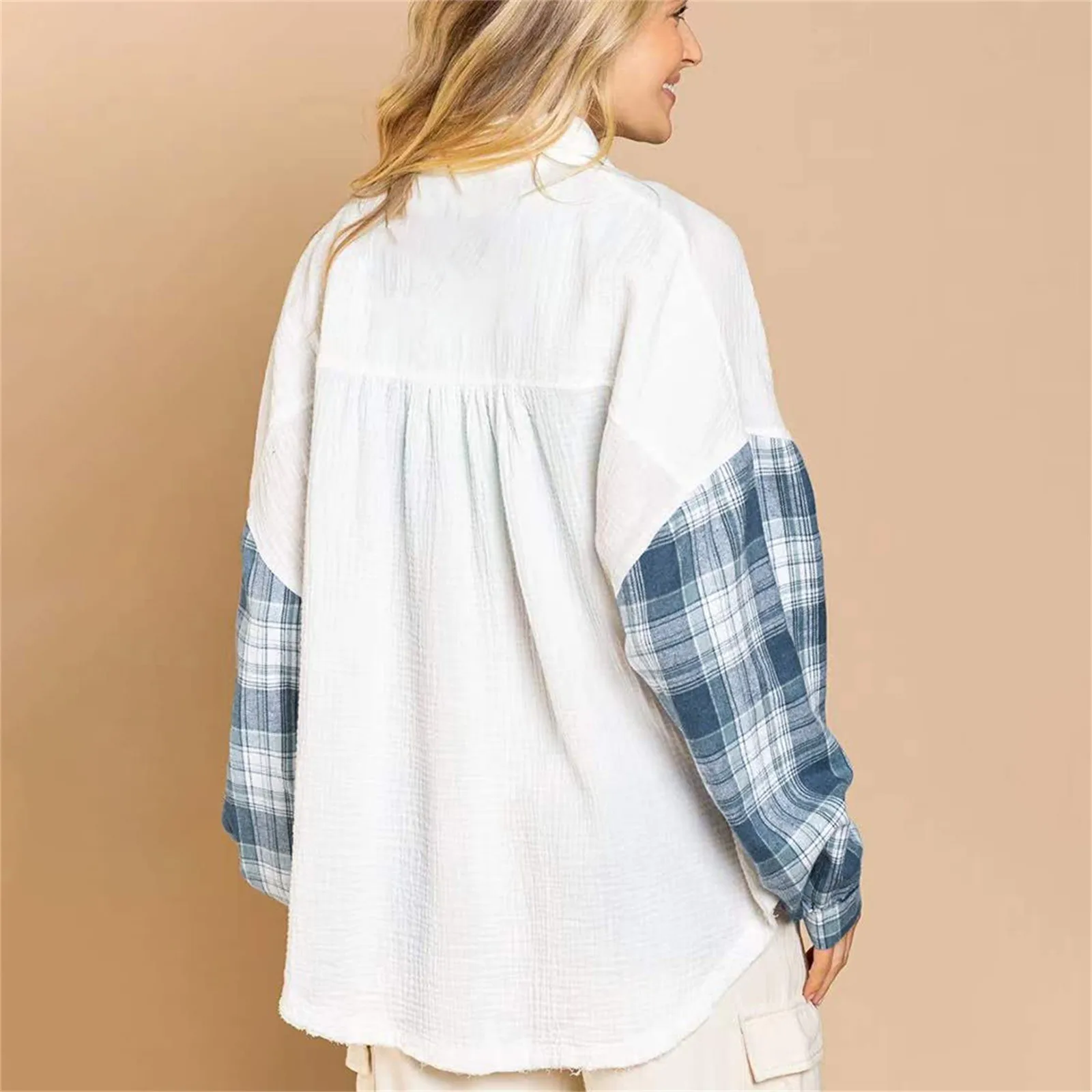 

Женский жилет, Женская куртка с длинным рукавом, однотонная клетчатая куртка в стиле пэчворк, повседневная флисовая шляпа