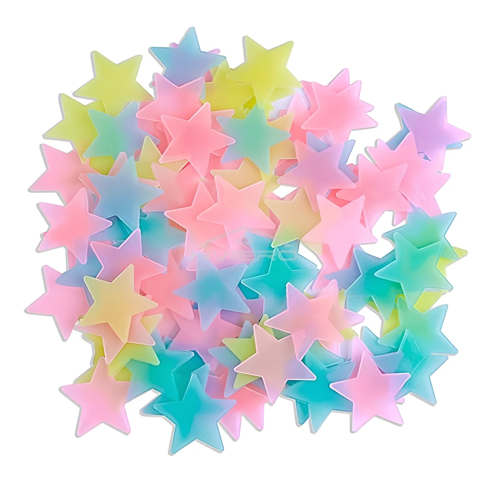 

Светящиеся наклейки на стену звезды 3D пластик 50 шт.