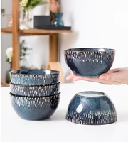 5 inch japanese style ceramic bowl creative home child rice bowl household retro dinnerware safe in microwave 4pcsset