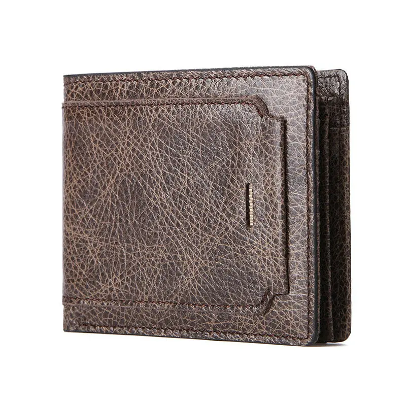 Vintage Men Wallet Coin Purse Pocket Man Purse Function Brown Genuine Leather Men Wallets with Card Holder Carteras Para Mujer