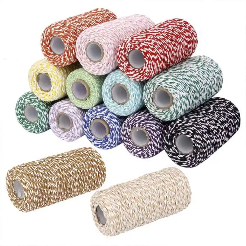 

100m/Roll Cotton Bakers Twine String DIY Handmade Colored-twisted Cord Gift Box Decoration Craft Rope Random Color