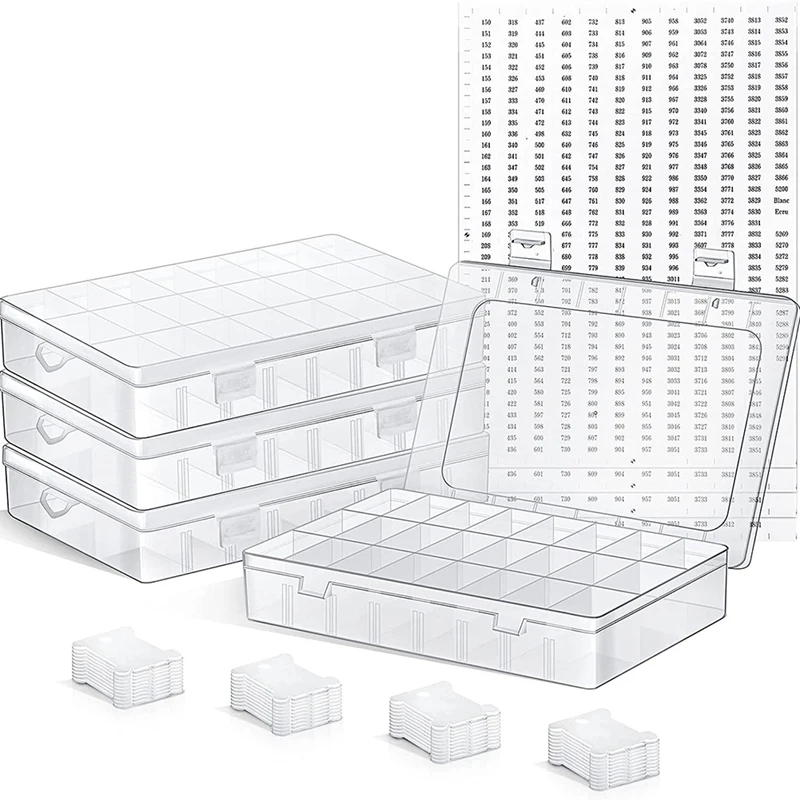 

Embroidery Floss Organizer Box Set,24 Compartments Embroidery Floss Cross Stitch Organizer Box For Thread Sewing Storage