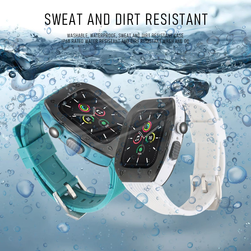 RM Modification Kit Case Band For Apple Watch Ultra 49mm iWatch 8 7 6 5 SE 45mm 44mm Stainless Steel Mod Bezel Silicone Strap