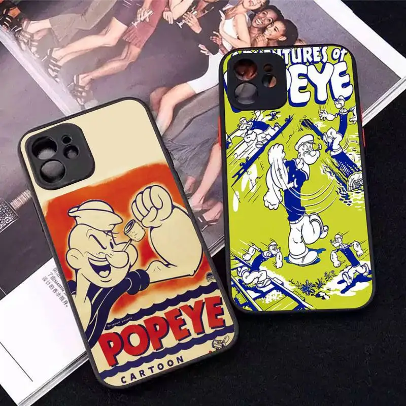

Retro cartoon illustration po pe ye spinach Phone Case for iPhone 14 11 12 13 Mini Pro Max 8 7 Plus X XR XS MAX Translucent