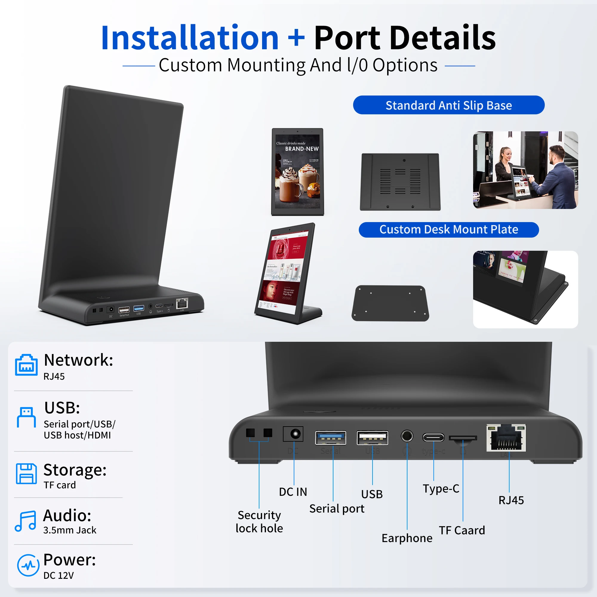 Фото Планшет WL1039T 10.1 дюйма RK3576S 3TOPS NFC 4+64 ГБ Android 14 с камерой 5 МП, PoE, Android-планшет с поддержкой OPEN APK №3
