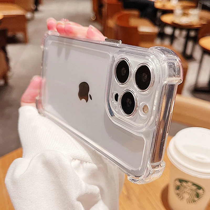 

Airbag Shockproof Transparent Case For iPhone 14 13 12 11 Pro Max Mini XS Max X XR 7 8 Plus SE 2020 Silicone purple Cover funda