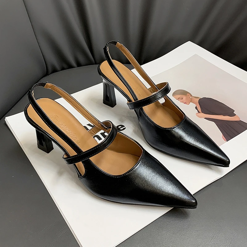 

Women's Shoes 2023 Fashion Slingback Women's High Heels Summer Office Mules Women's Slip on Pointed Toe Sandals for Women