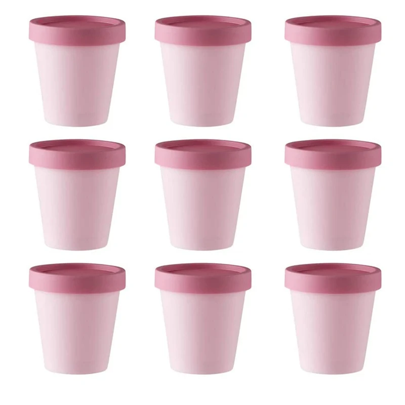 

9pcs 6.8oz/200ml Empty Mixing Bowls Cream Box Leakproof Plastic Containers Spa Facial Mask Bowls Cosmetic Jar Pink for Beauty