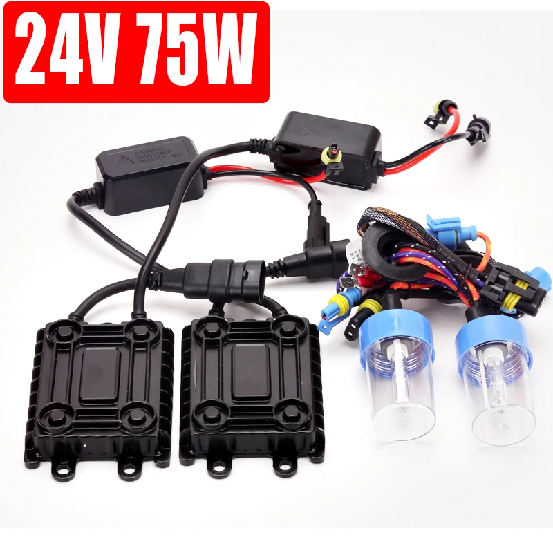 

75 Вт ксенон 24 В H3 H1 H7 6000 К быстрый яркий автомобиль 24 В грузовик фургоны лодка спрятанный ксеноновый комплект хедлайта