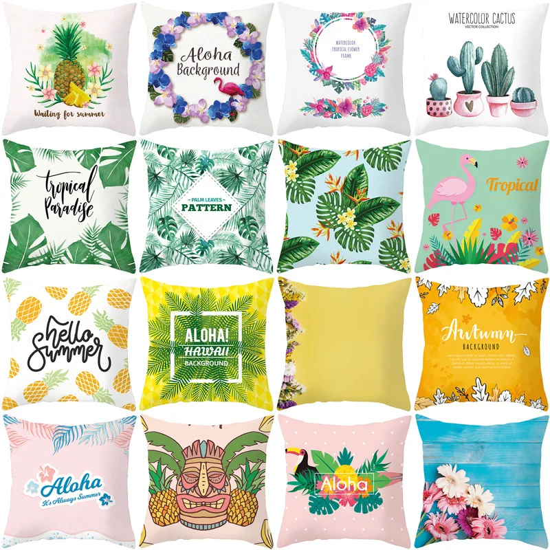

2022 Luxury INS Pillowcase Palm Leave Summer Fruits Floral Pillow Cases Nordic Pineapple Cushion Cover Living Room Garden