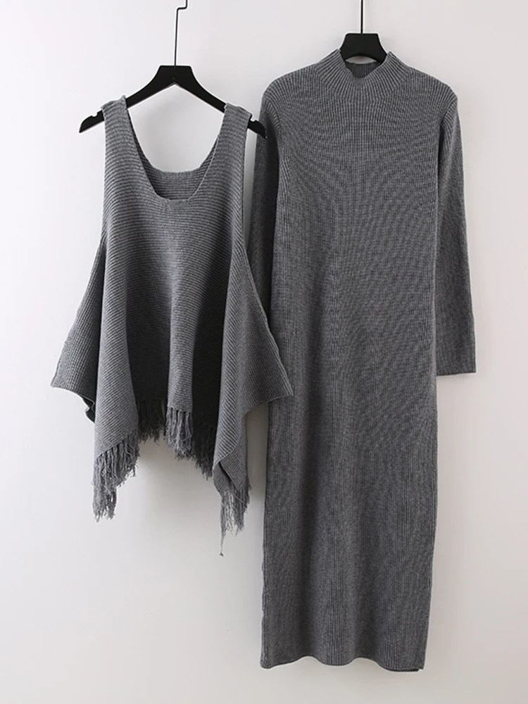 LANMREM осенне-зимний комплект из двух предметов вязаный жилет с кисточками и