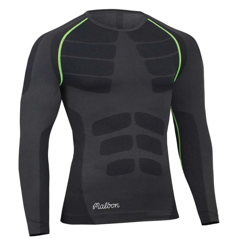 Men Spring Autumn Malbon Long Sleeve Men's T-Shirt Sports Quick Drying Shirt Running Golf Bottom Tight Lightweight  Fitness Gym