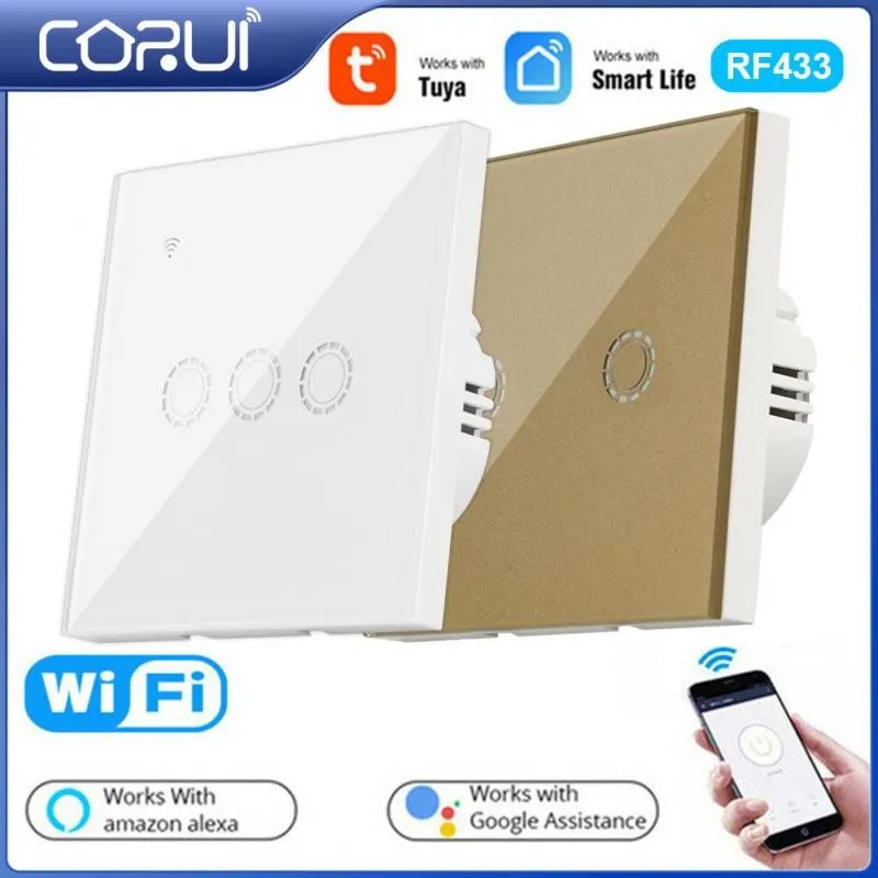 

Смарт-выключатель CORUI 1-4Gang Tuya Wi-Fi RF433 Zero с поддержкой Alexa и Google