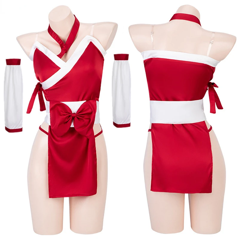 

Anime Game Girl Ninja Uniform Costumes Women Japanese Big Bow Kimono Dress Outfit Cosplay Outfits