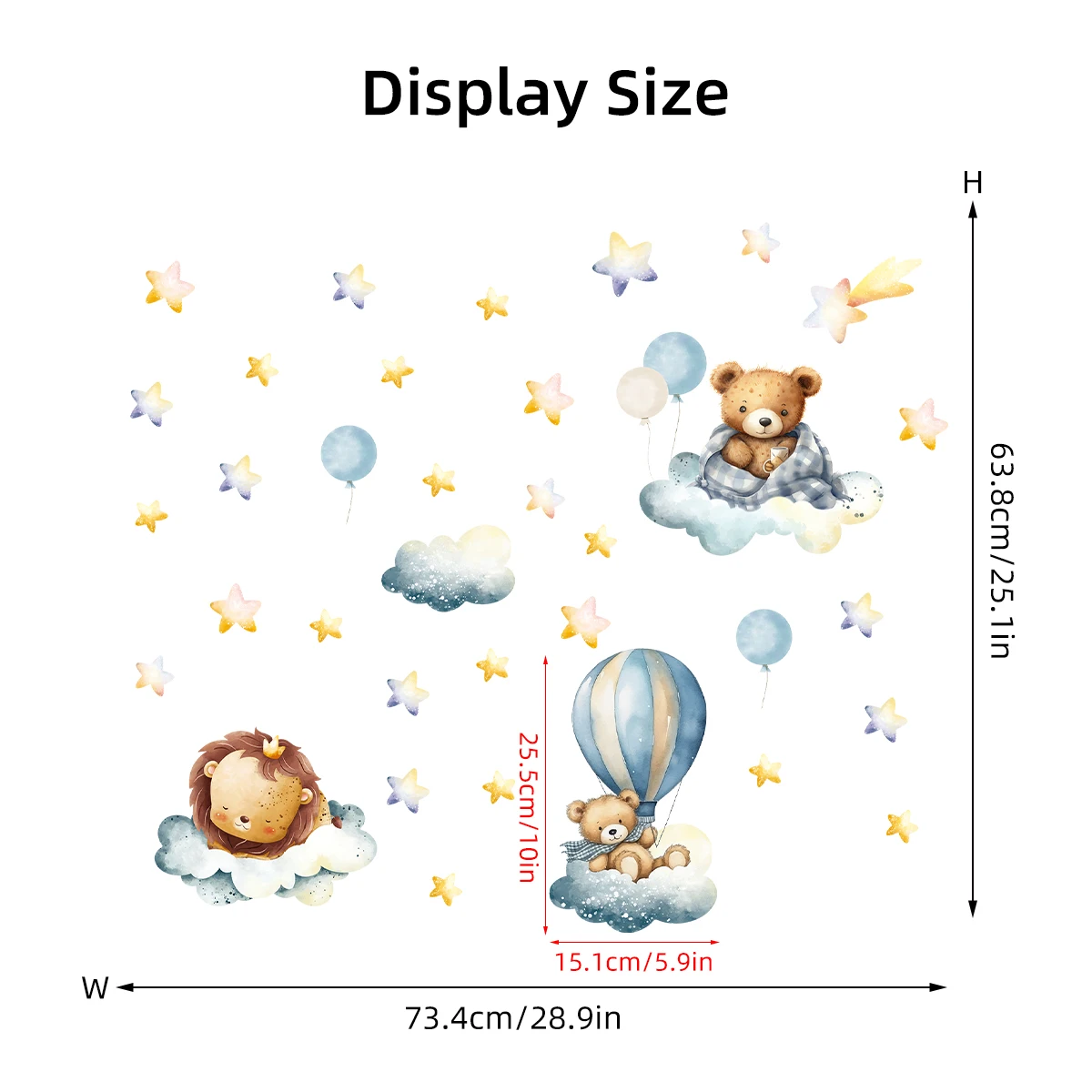 Наклейка с изображением медведя и льва воздушного шара для детских комнат