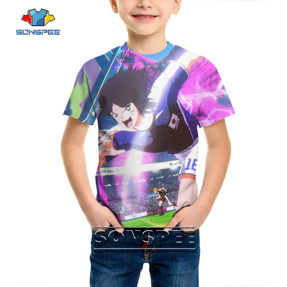 

SONSPEE Kids Captain Tsubasa 3D Print Child T-shirt O-neck Cartoon Character Harajuku Graphic Street Kids Tops Hip Hop Shirts