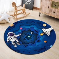 3d cartoon space astronaut round carpet children cute soft flannel floor mat dormitory living room bedroom crawling mat carpet