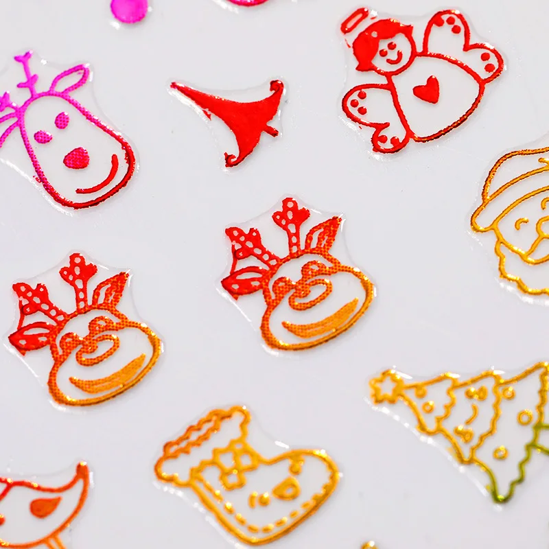 

2022 New Products Nail Art Jewelry Color Gold Christmas Stickers Snowflake Elk Nail Art Decals Santa Claus Nail Stickers
