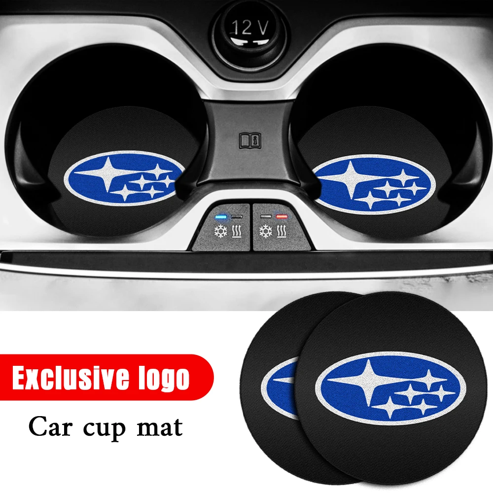 

1/2/4pcs Car Badge Water Cup Holder Mats Anti Slip Coasters Auto Accessories For Subaru Forester Impreza Wrx Sti XV Outback etc