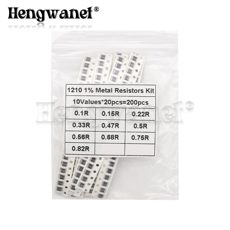 200 шт. 1% 1210 набор резисторов SMD 10 значенийX20 = 0R82 0R75 R68 R560 0R50 R47 R33 R22 R150 R100
