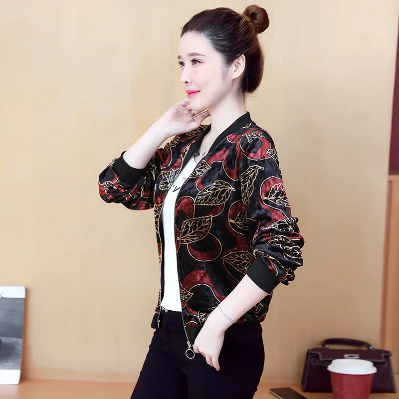 Модная женская куртка с бархатным принтом модель 2022 года корейские