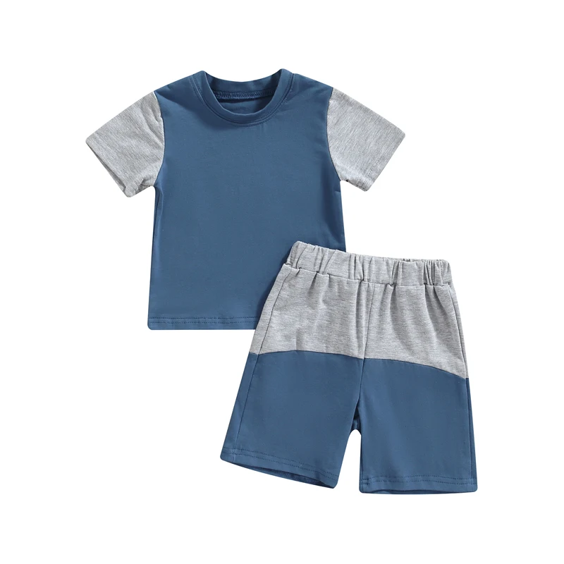 

Летняя одежда для новорожденных мальчиков футболка с коротким рукавом контрастных цветов топы эластичные шорты для младенцев милый наряд для малышей