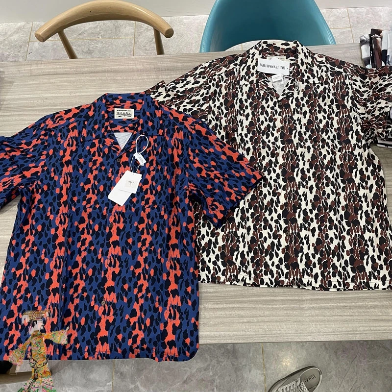 

Wacko Maria Leopard Print Shirt Men Women High Quality Loose Hawaiian Holiday Short Sleeved Shirt