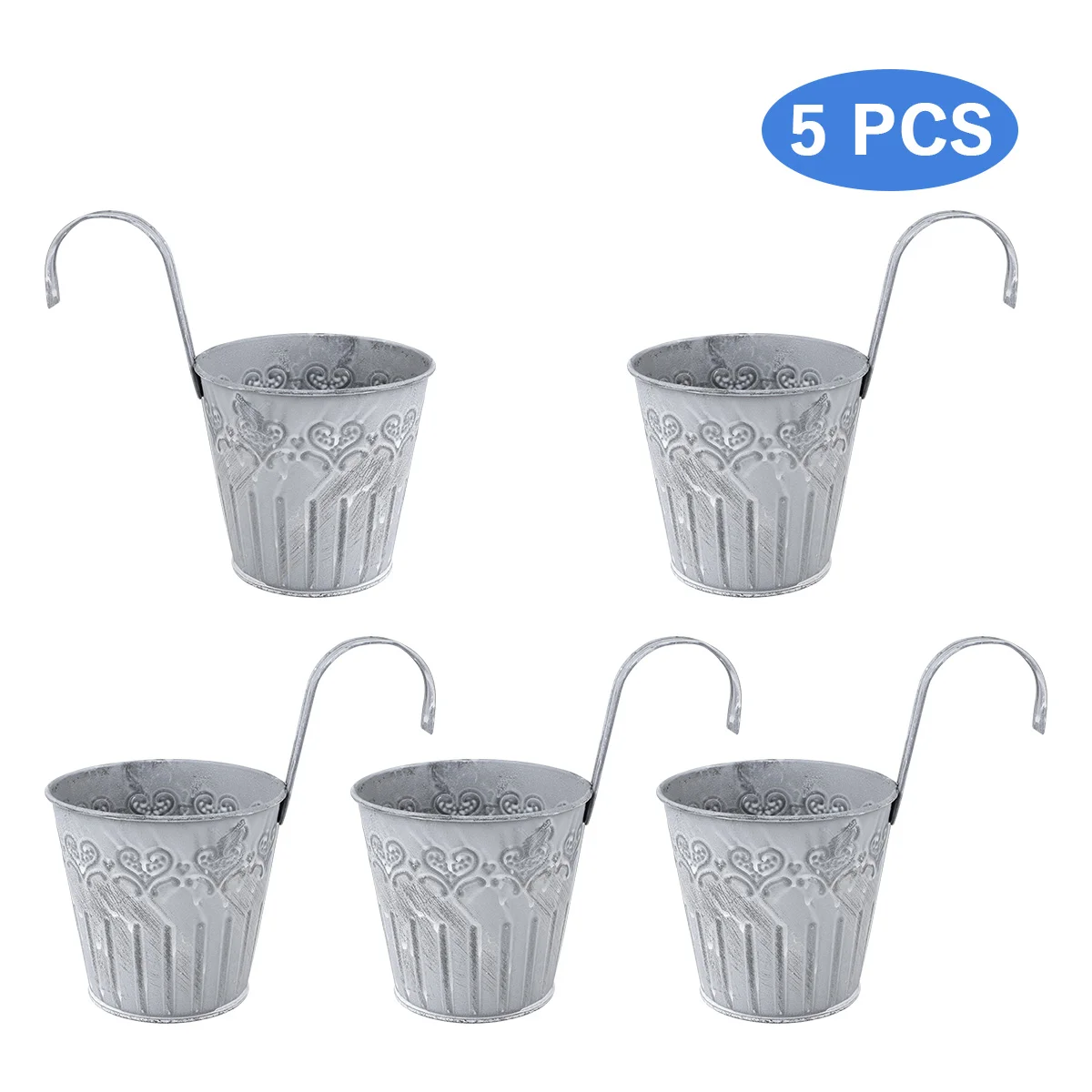 

5 Pcs Iron Flower Pot Metal Bucket Metal Hanging Planter Hanging Flower Pots Old Iron Flower Pot Fence Planters