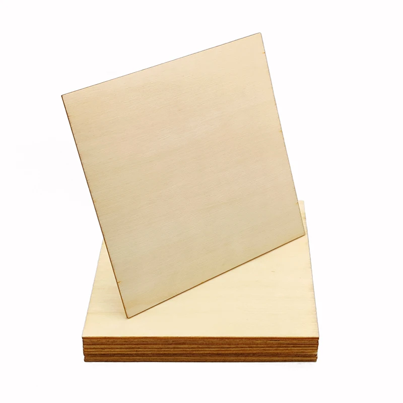 

5pcs 170mm Unfinished Squares Blank Wooden Pieces, Wooden Square Cutouts Wood Slices for Painting Writing Carving DIY Arts Craft