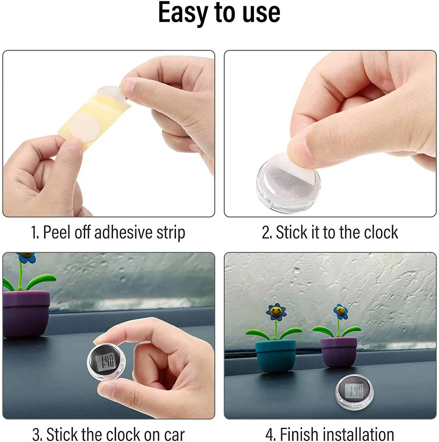 1 шт. миниатюрные водонепроницаемые часы на клейкой основе с цифровым дисплеем