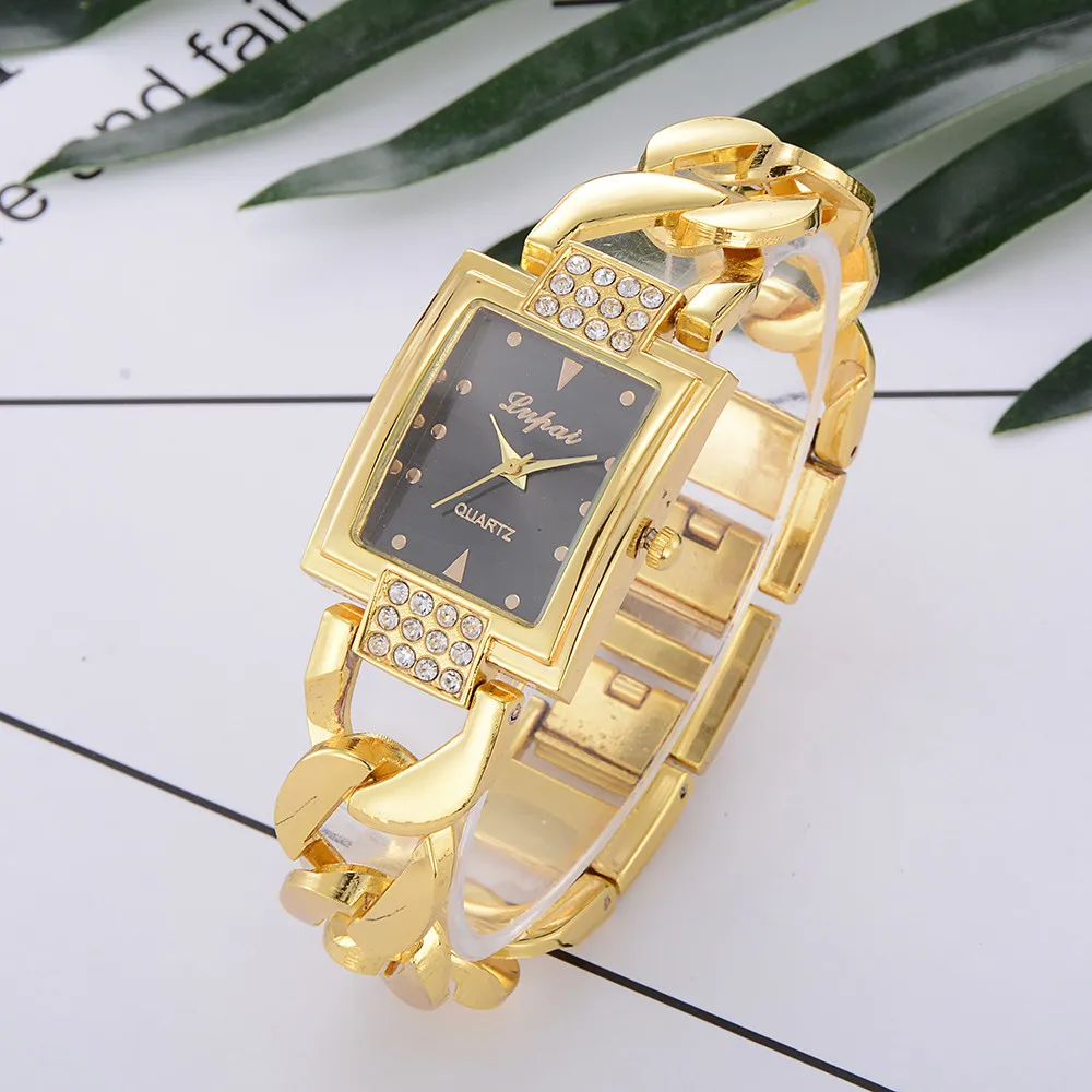 

2023 New Luxury Women'S Gold Square Surface Watch, Fashionable Women'S Alloy Strap Exquisite Watch, Women'S Dating Watch