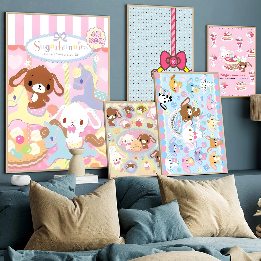 S_sugarbunnies-Affiche de хорошего качества в бумаге крафт аниме Kawaii impression vintage décoration artistique