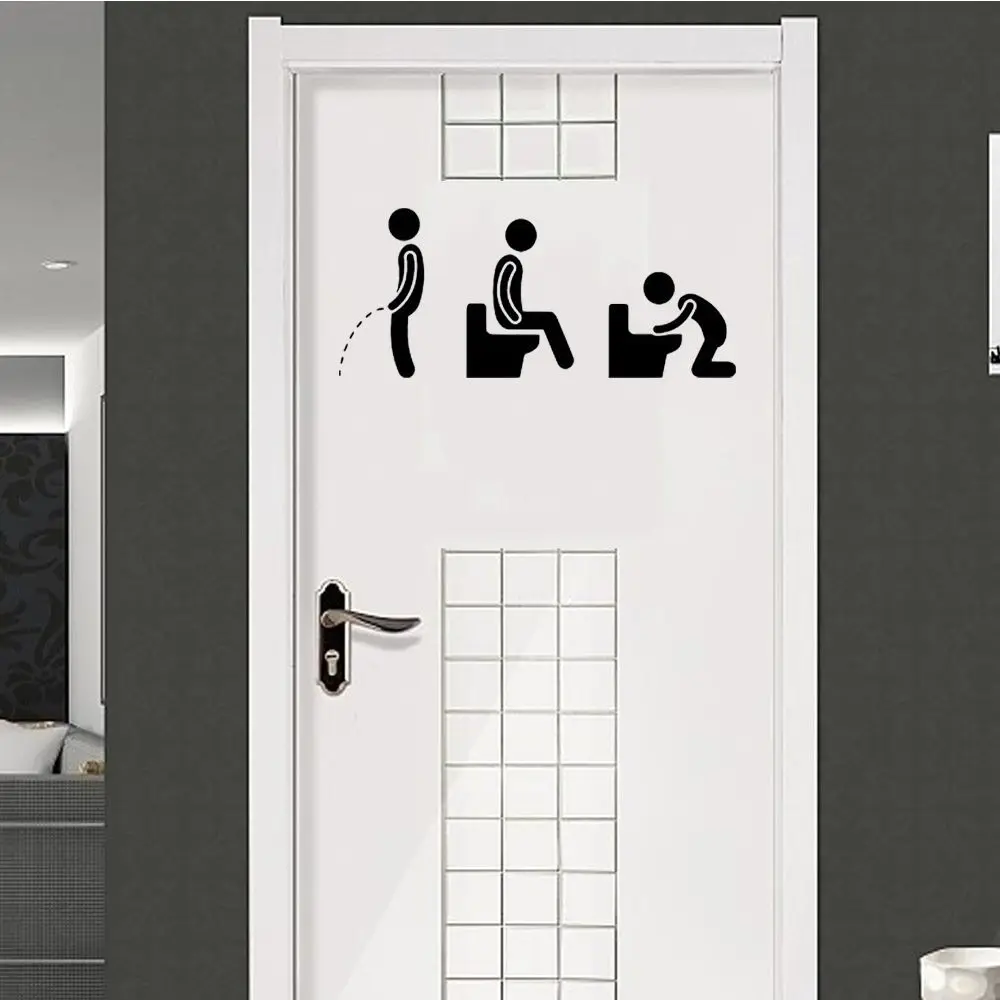 

Toilet Sticker Funny Man WC Sticker Removable Bathroom Door Sticker Washroom Wall Sticker Art Decal Creative DIY Home Decoration