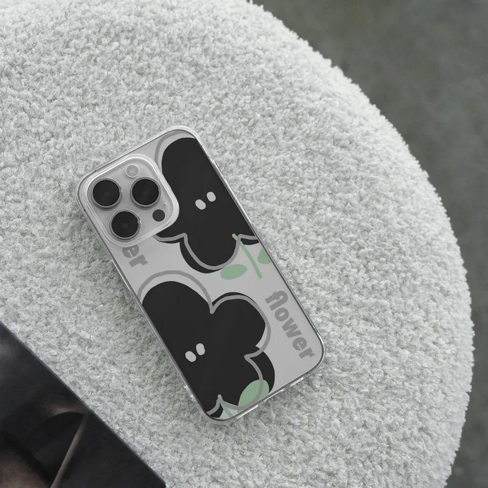 Стильный простой чехол Floret для телефона IPhone 16 15 14 13 11 Pro Max XR XS X Plus прозрачный