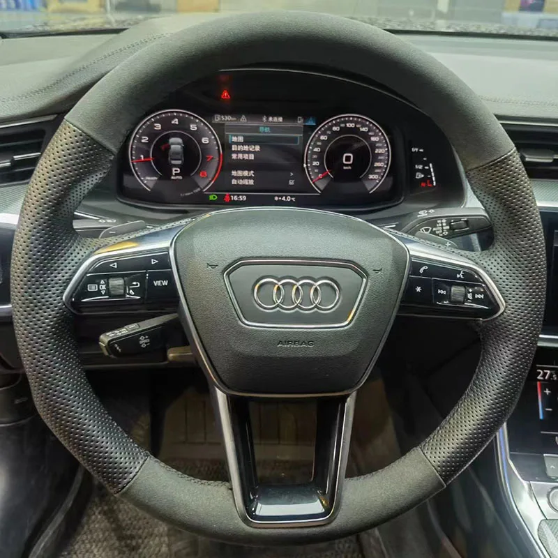100% подходит для Audi A6 (C8) Avant Allroad A7 (K8) 2018-2019 S7 прошитая вручную черная искусственная