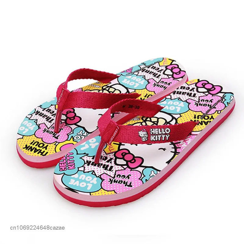 Sanrio Hello Kitty Cute Cartoon Flip Flops Korean Version Student Sweet Home Slippers Y2k Soft Bottom Non Slip Shoes For Women