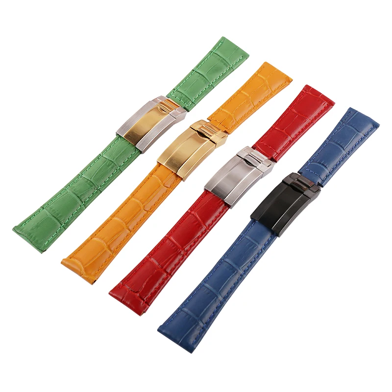 Watch accessories suitable for Rolex leather watch strap 20mm folding buckle unisex outdoor sports breathable watch strap