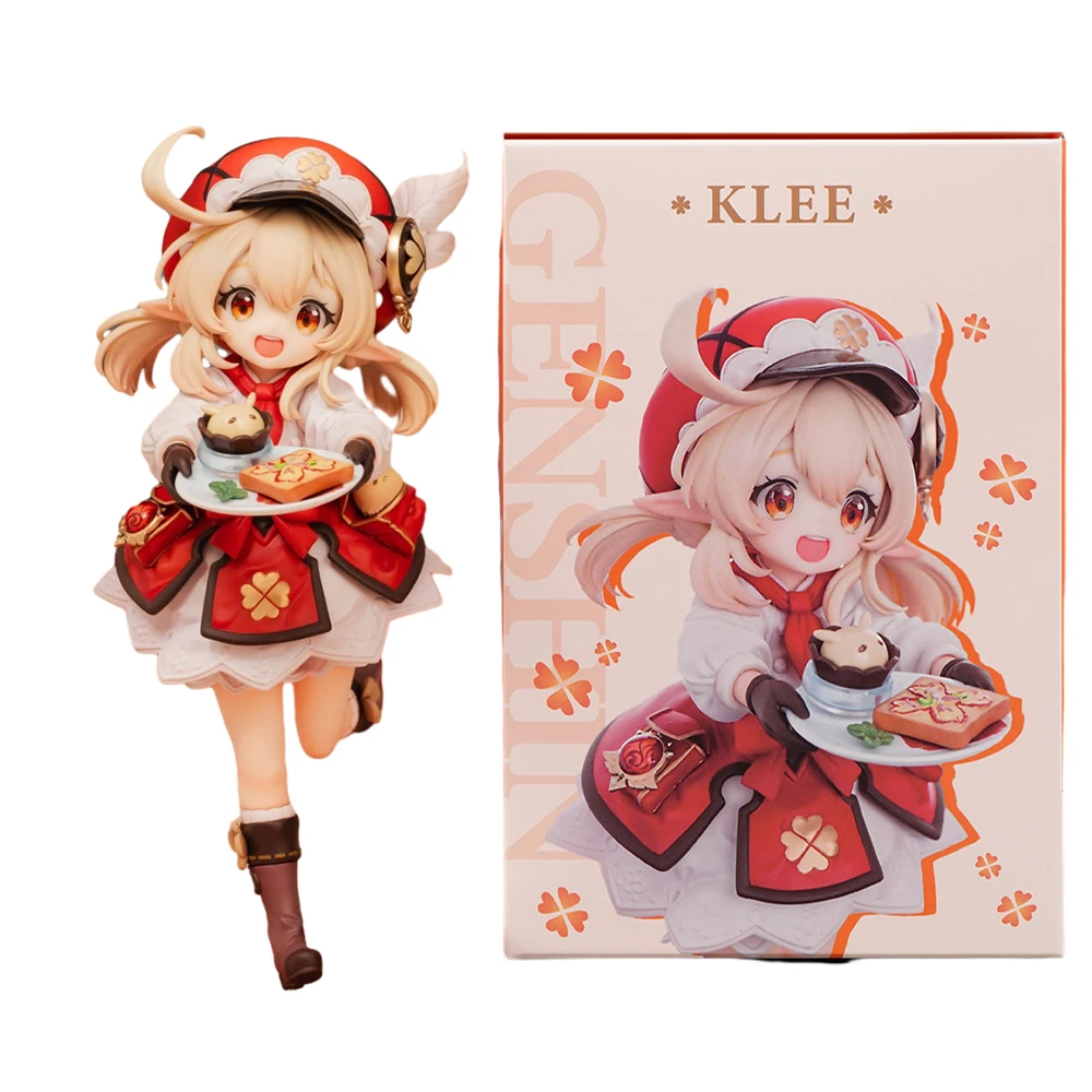 

17CM Anime Game Figure Genshin Impact GK Klee Xiao Sitting Coffee Shop Girl PVC Collection Doll Children Gift Ornaments