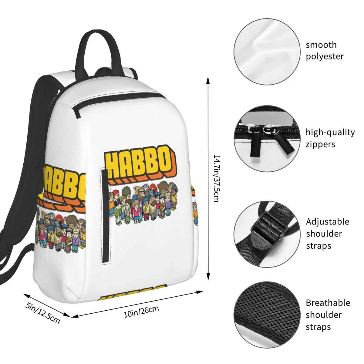 Фото Рюкзак Game Habbo Hotel, студенческая сумка для книг, школьная сумка для мальчиков и девочек, сумки через плечо для ноутбука, мужские и женские сумки №2