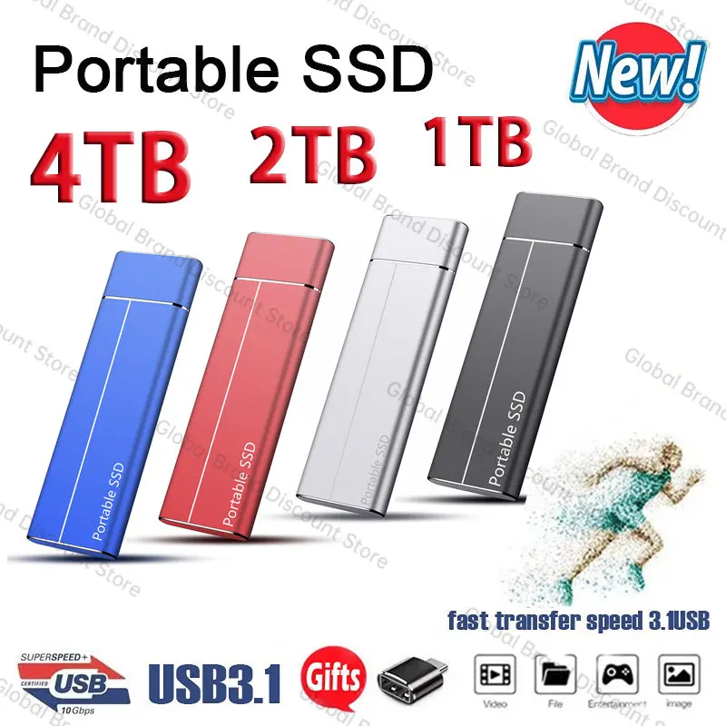 

16TB External Soild State Drives Portable SSD High Speed 8TB 2TB USB3.1 Type-C Interface Data Storage Disks for Laptops PC ps5